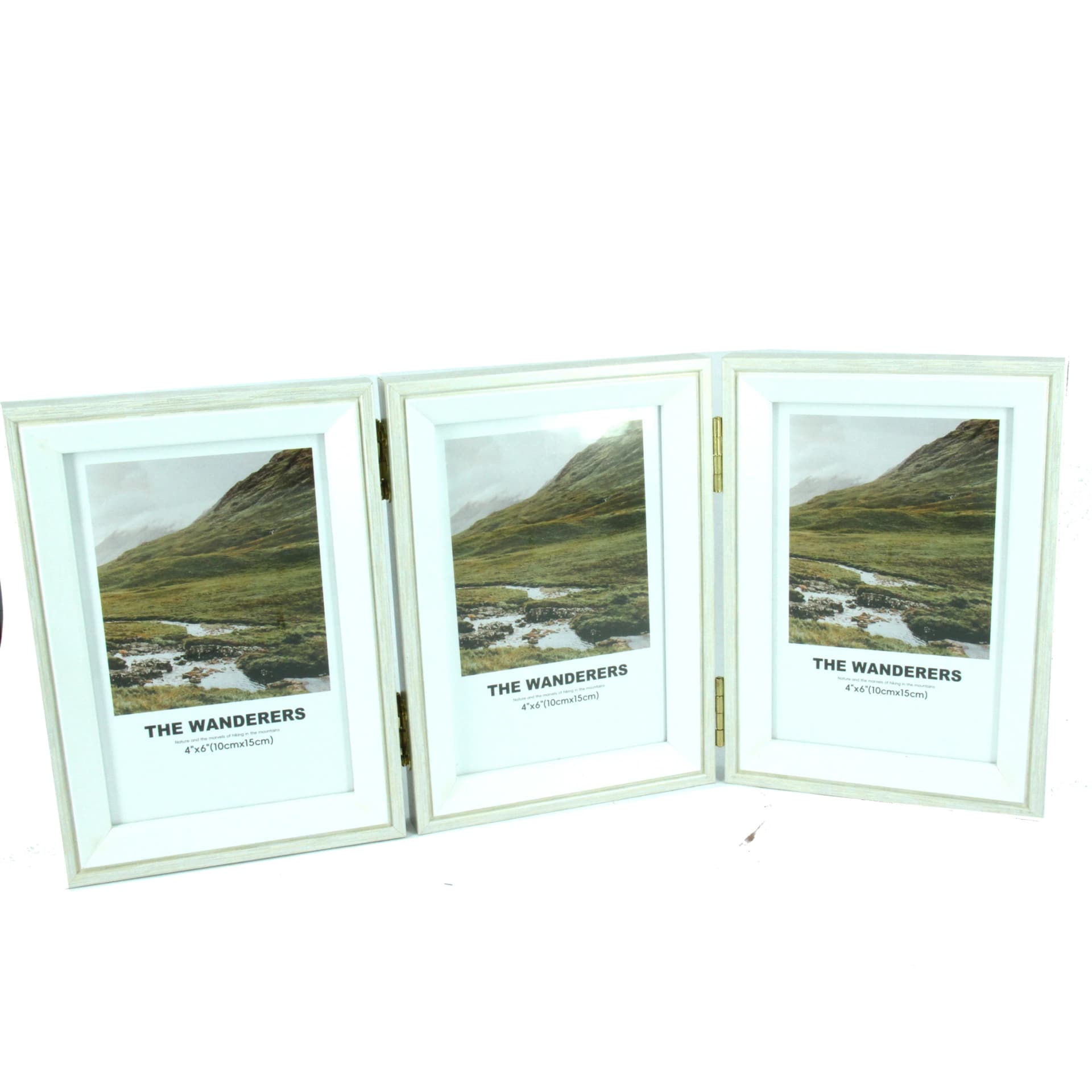 Triple foldable photo frame white, 10×15 cm