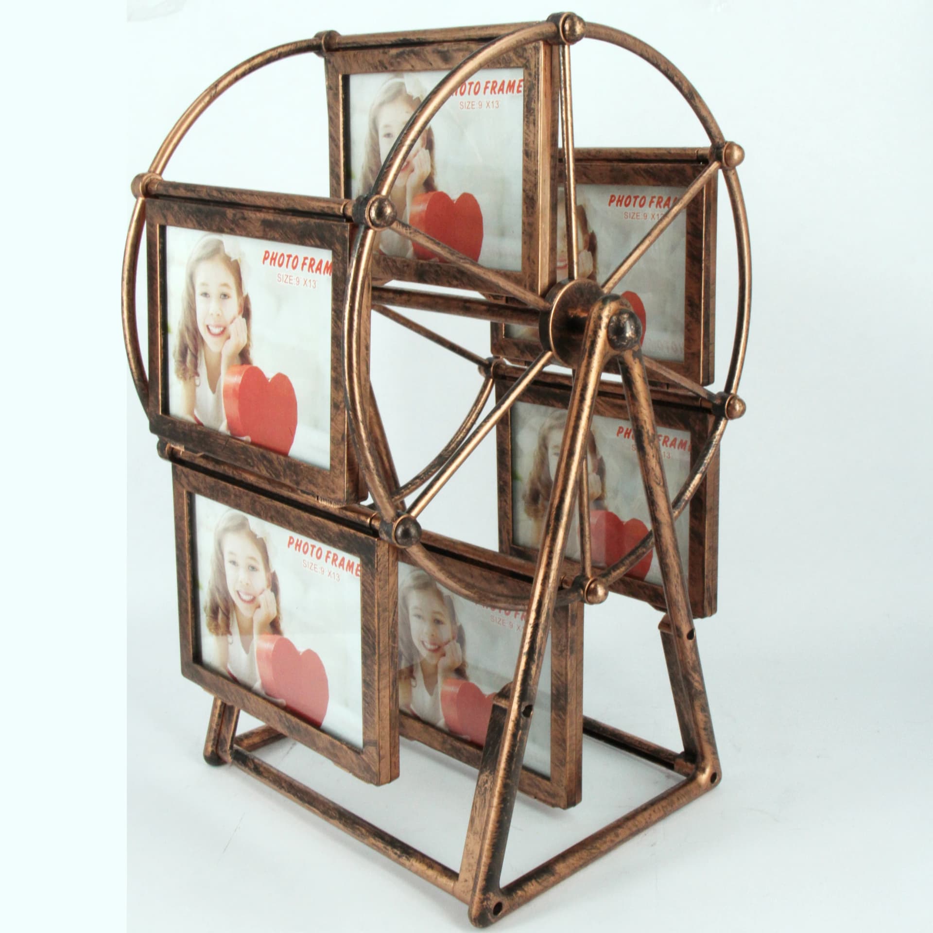 Bronze rotating collage frame, 12 photos 9×13 cm