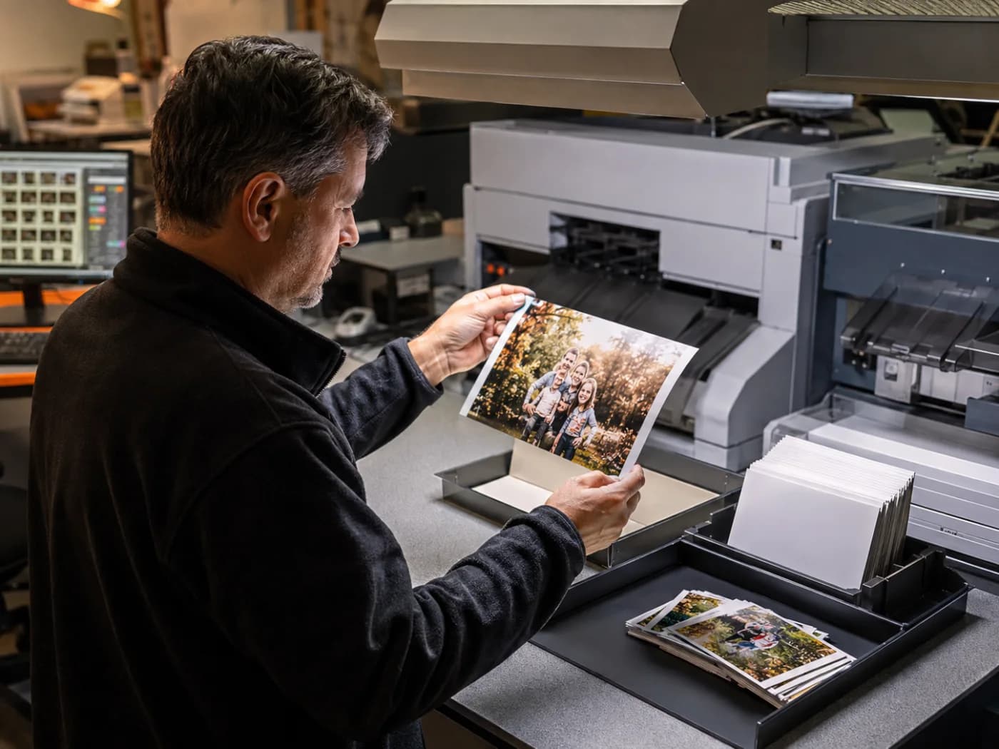 Checking a print in the Real Foto workshop