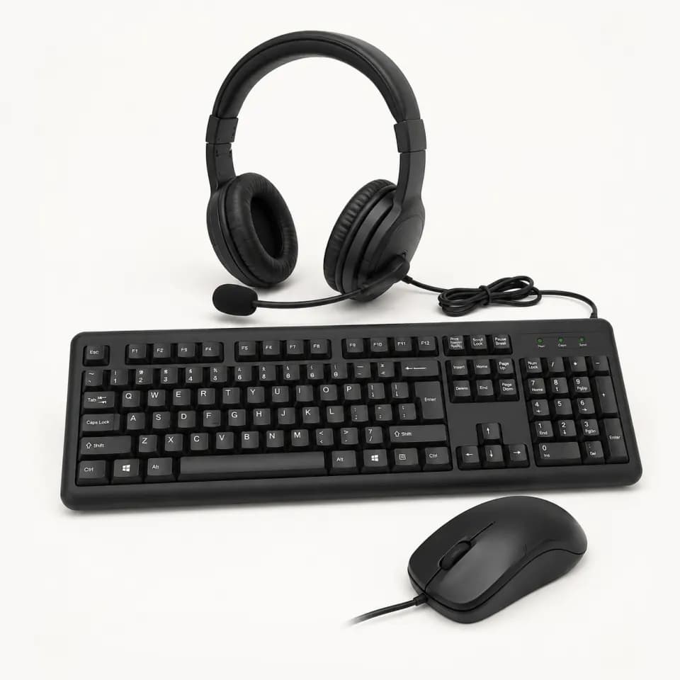 Set tasata, casti si mous