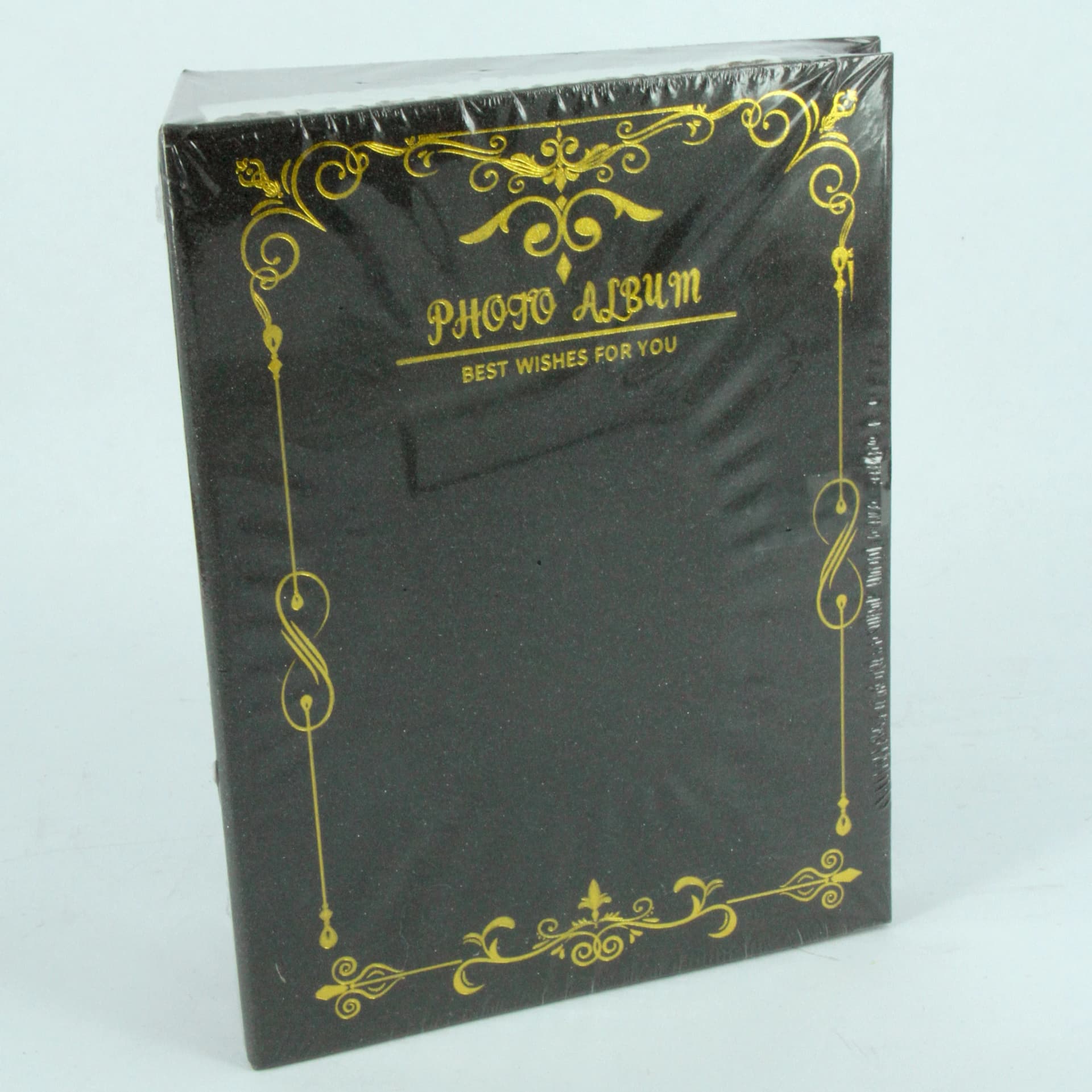 Album foto negru cu chenar auriu, 100 de poze 10×15 cm