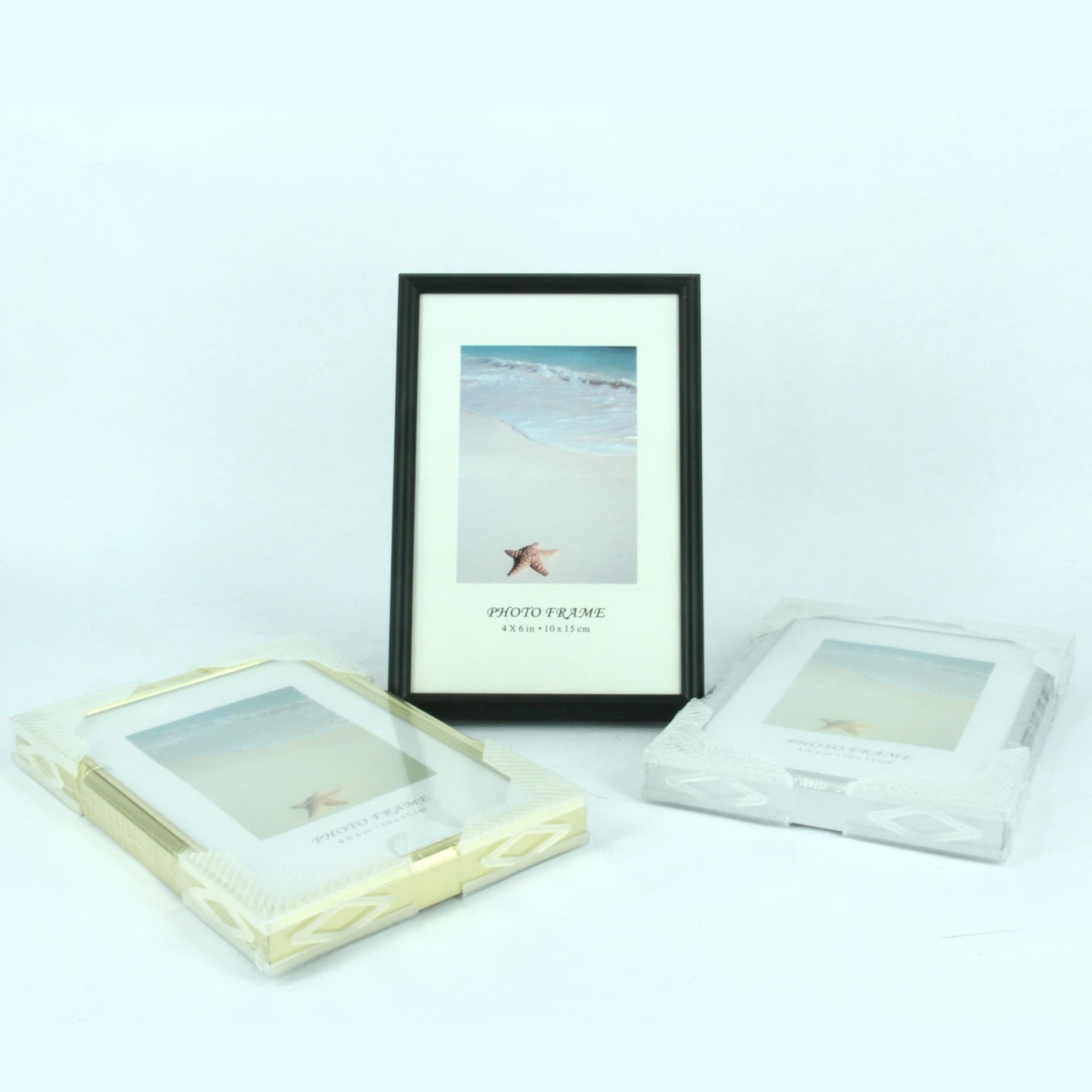 Ramă foto aluminiu 10×15 cm, auriu/argintiu/negru