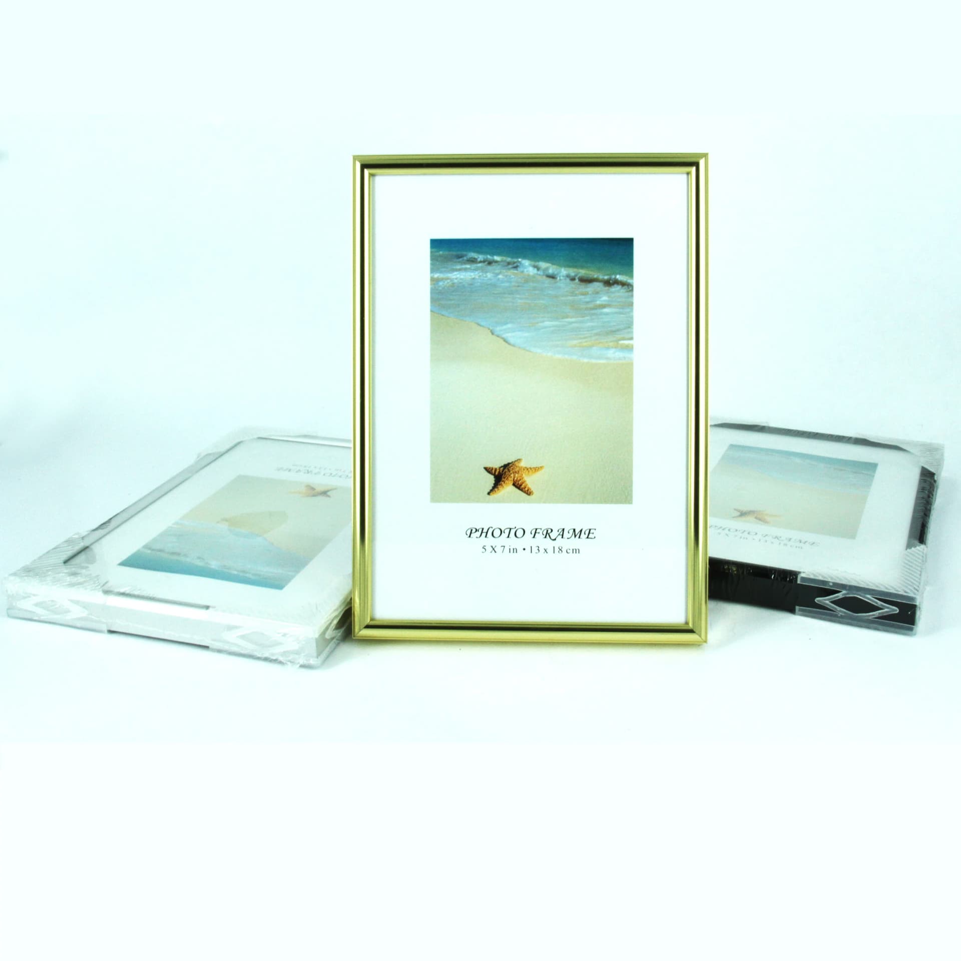 Ramă foto aluminiu 13×18 cm, auriu/argintiu/negru
