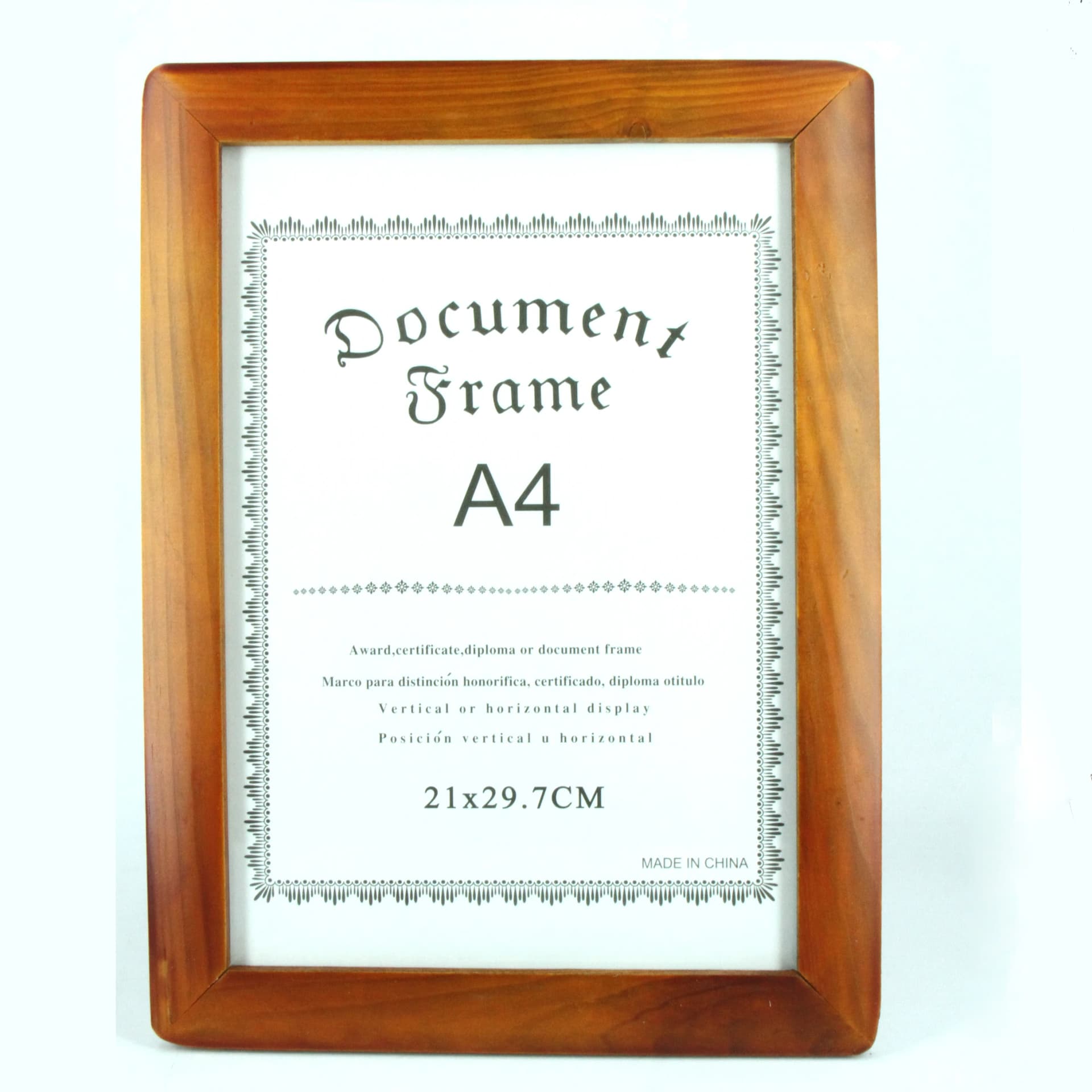 Document frame A4 21×30 cm, brown wood