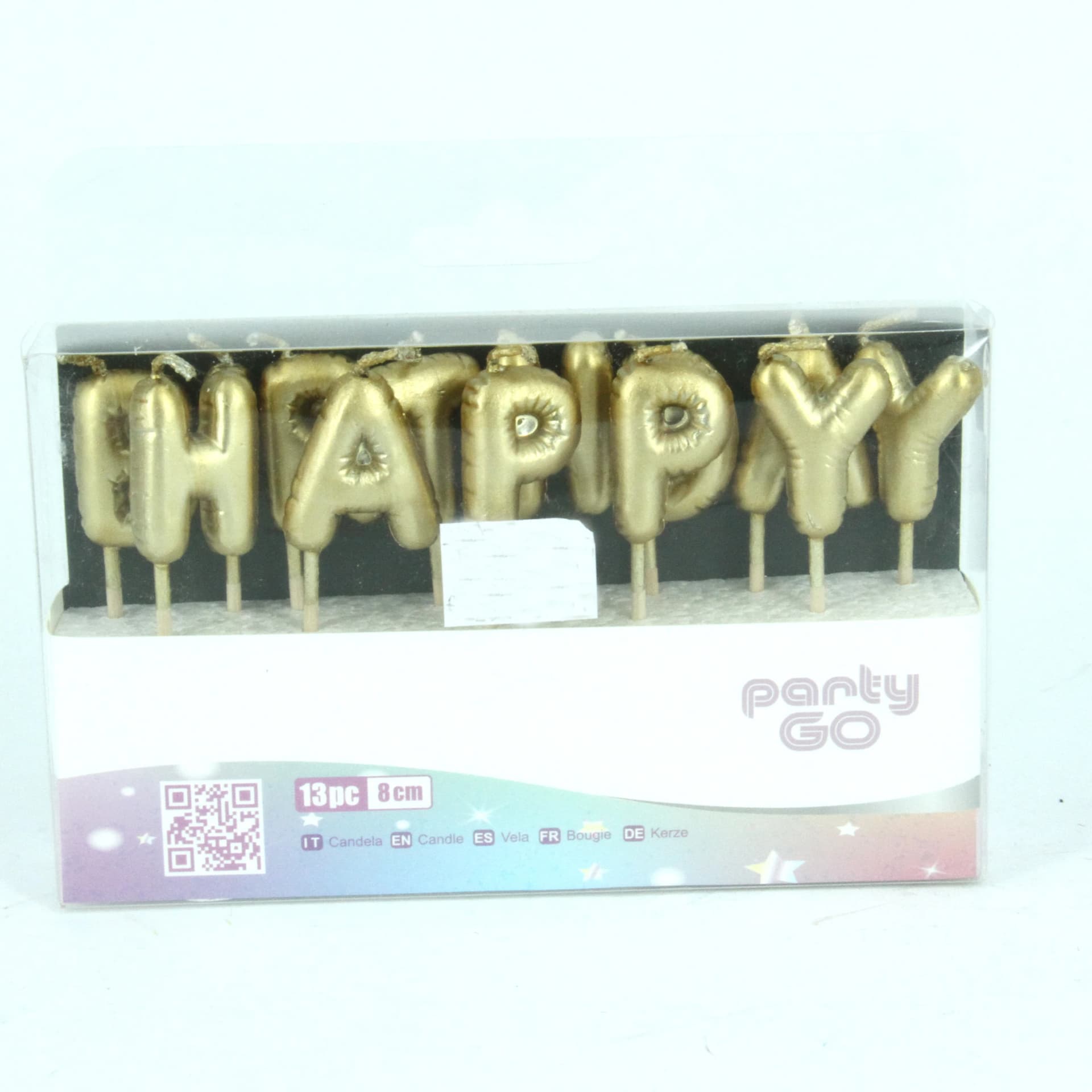 HAPPY BIRTHDAY candles, gold