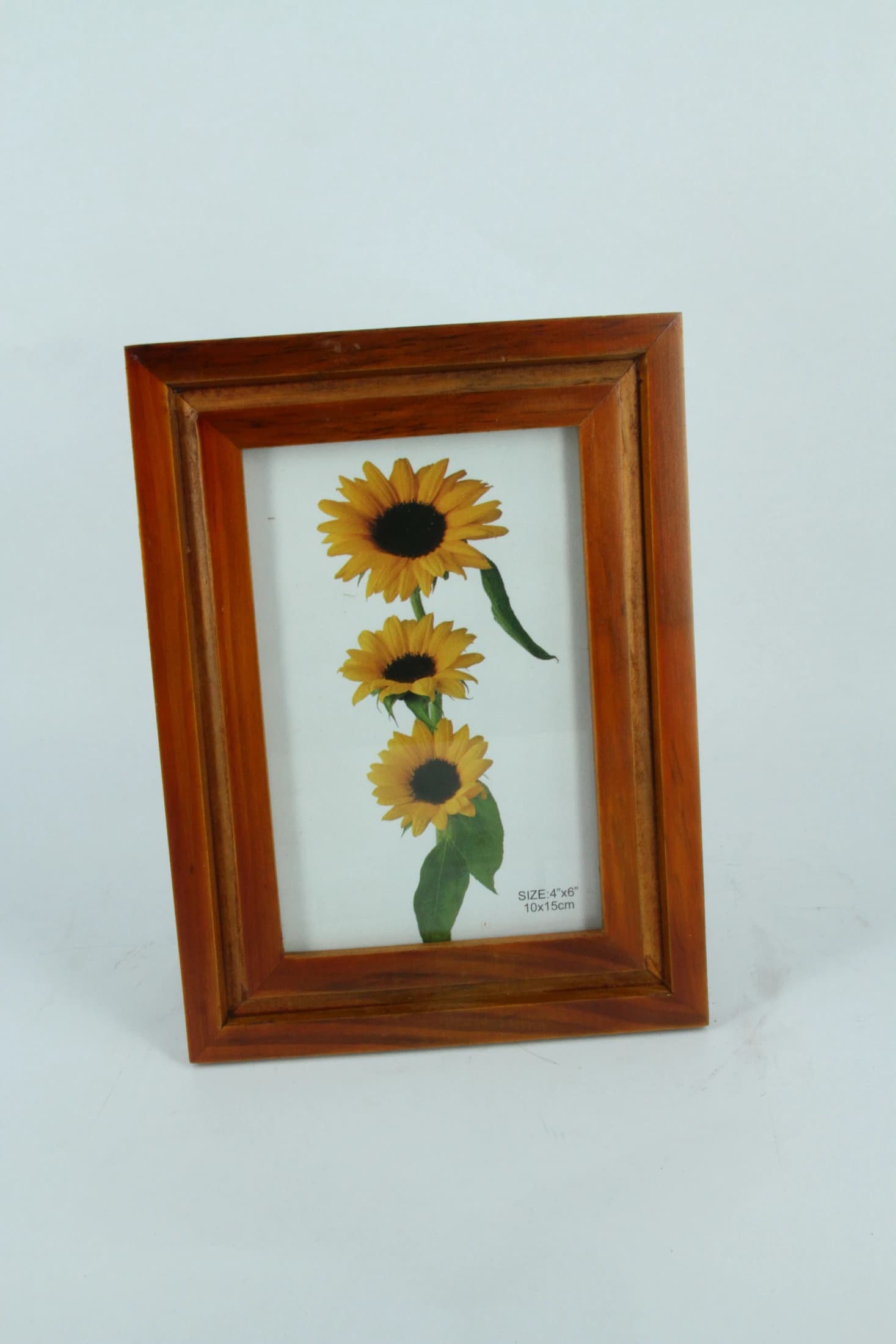 Redwood Photo Frame with Sunflower, 10×15 cm