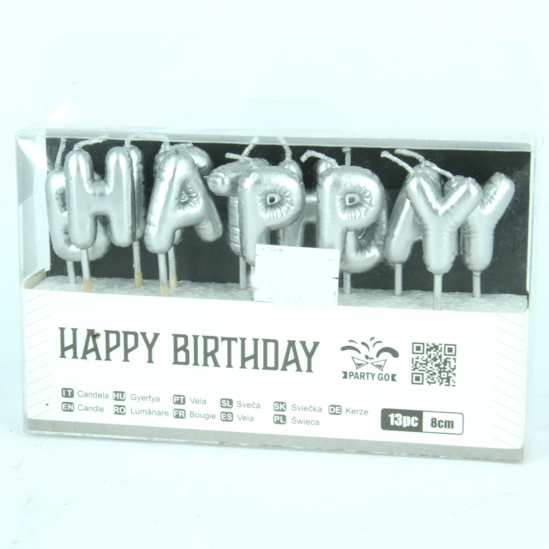 HAPPY BIRTHDAY birthday candles, silver